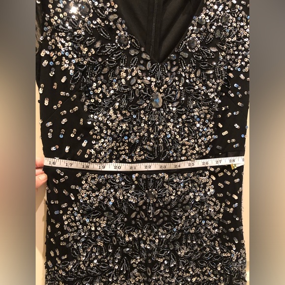 Adrianna Papell Beaded Cap Sleeve Gown, Black, size 6 US,Formal Long Dress, maxi - Picture 7 of 8